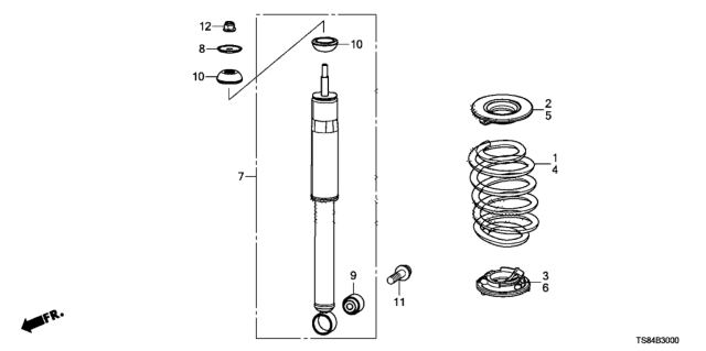 2012 Honda Civic Rubber, L. RR. Spring Mounting(Upper) Diagram for 52466TR0A00