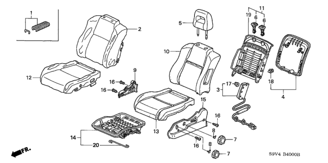 2003 Honda Pilot  Cover, Left Front Seat Cushion Trim (Medium Fern) Diagram for 81531S9VA01ZA