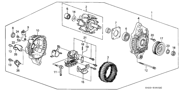 1989 Honda CRX  Regulator Assembly Diagram for 31150PM5004