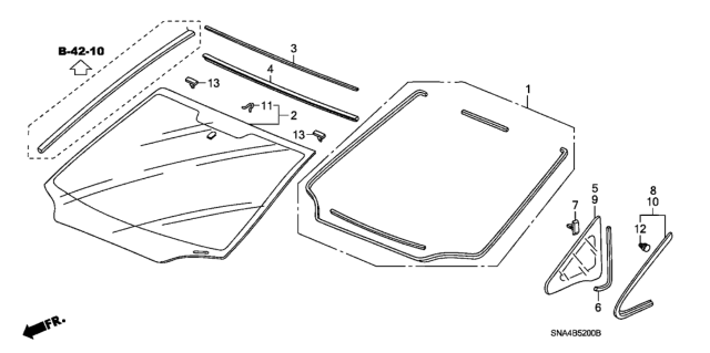 2008 Honda Civic Molding, FR. Windshield Diagram for 73150SNA003