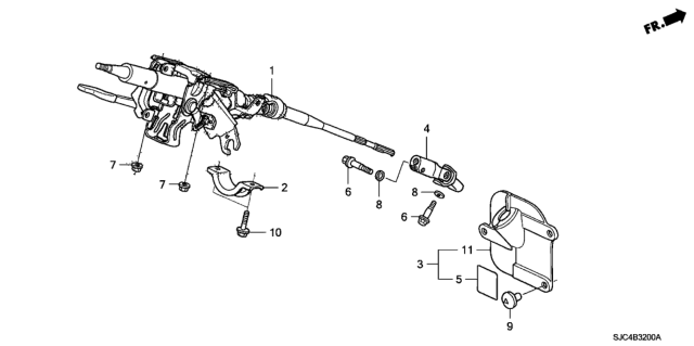 2007 Honda Ridgeline Column Assembly, Steering Diagram for 53200SJCA03
