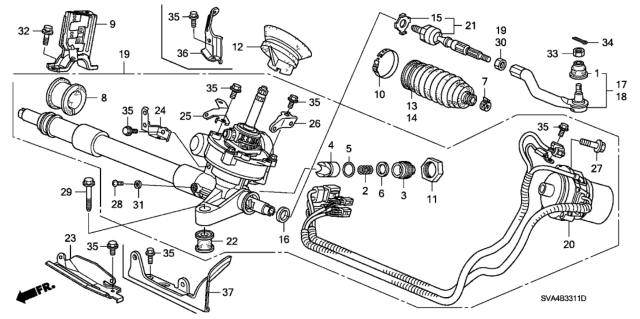 2007 Honda Civic  Clip, Steering Tie Rod Diagram for 53434SNAA01