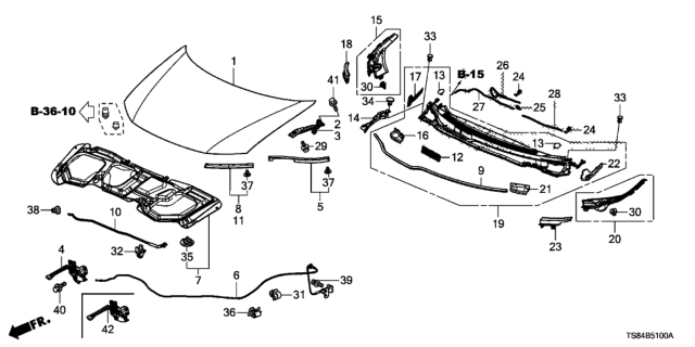 2013 Honda Civic Clip, FR. Cowl Diagram for 91501SNA003
