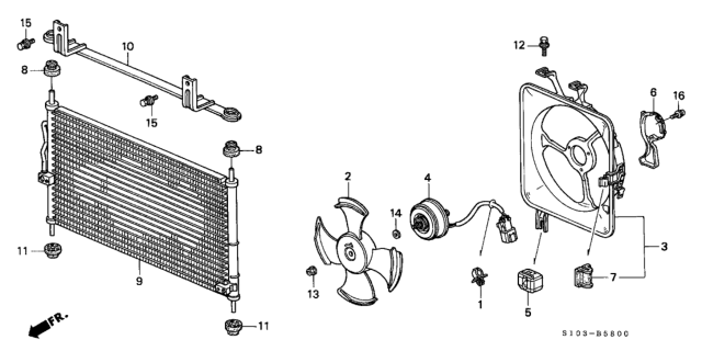 2001 Honda CR-V  Shroud, Air Conditioner Diagram for 38615P3F000