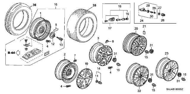 2007 Honda Odyssey  Nut, Wheel (M14) Diagram for 90304SJAA91