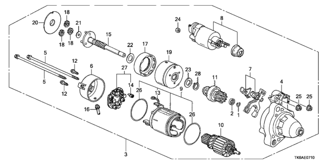 2013 Honda Fit  Starter, Core Id (428000-5410) (9742809-541) (Reman) (Denso) Diagram for 06312RB1505RM