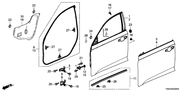 2018 Honda Accord Hybrid  Checker, Left Front Door Diagram for 72380TVAA01