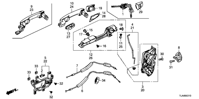 2017 Honda CR-V Base, R. FR. Diagram for 72142TLAA71