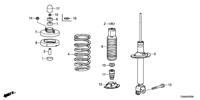 2016 Honda Accord Rubber, Bump Stop Diagram for 52722T2AA01