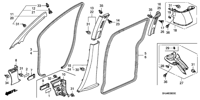 2007 Honda Odyssey Garnish Assy., L. Center Pillar (Lower) *G64L* (OLIVE) Diagram for 84171SHJA01ZA