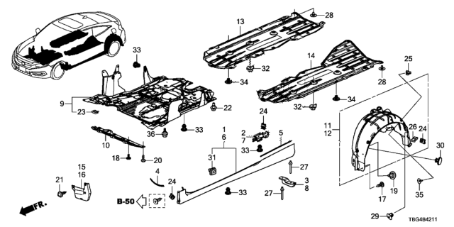 2018 Honda Civic Lip, RR. Side Sill Garnish Diagram for 71805TBGA00