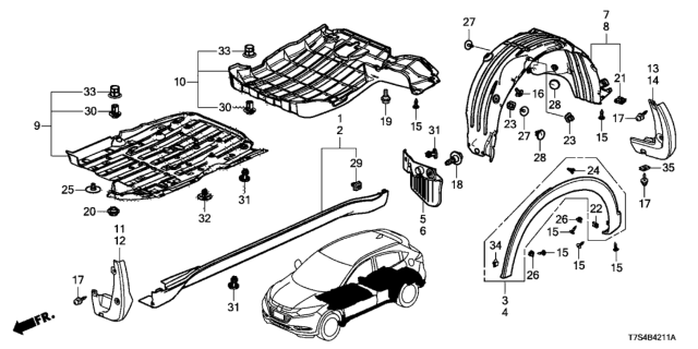 2017 Honda HR-V  Fender R, RR Inn Diagram for 74552T7WA00