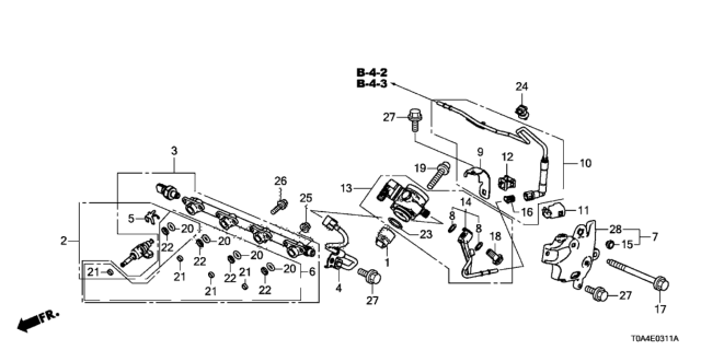 2015 Honda CR-V  Injector Set, Fuel Diagram for 160105LA305