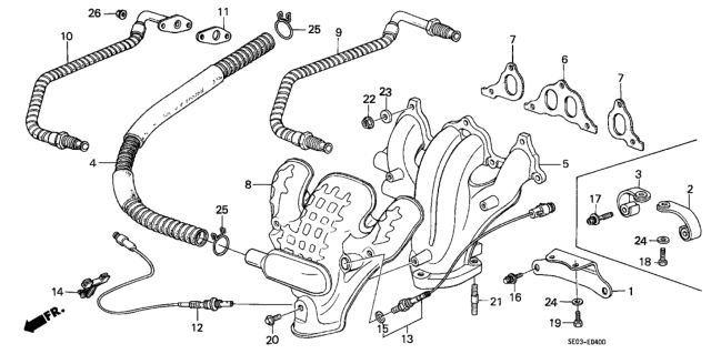 1986 Honda Accord Manifold, Exhuast Diagram for 18100PJ0660