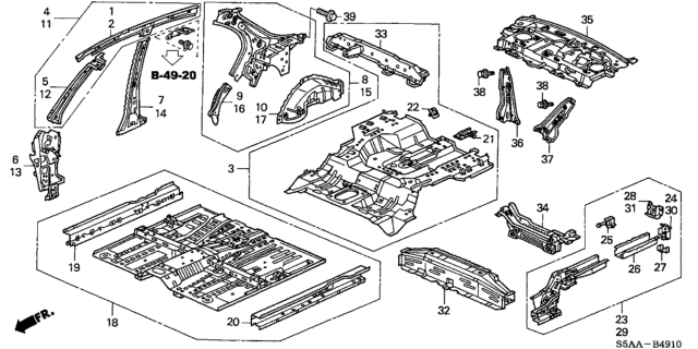 2004 Honda Civic Panel, R. RR. Inside Diagram for 64300S5DA01ZZ