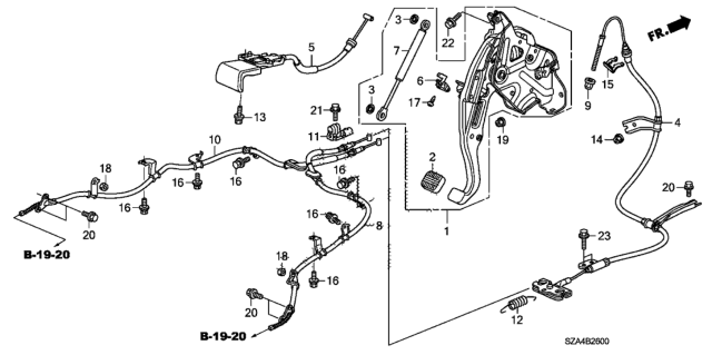 2014 Honda Pilot  Pedal Set, Foot Parking Brake Diagram for 47101SZAA01