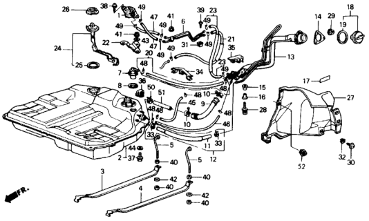 1989 Honda Accord  Clip, Tube (B10) Diagram for 9500202100