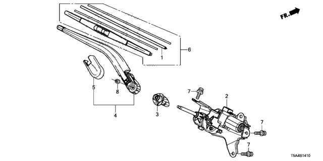 2015 Honda Fit Blade, Rear Windshield Wiper (350Mm) Diagram for 76730T5A003