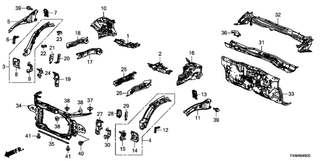 2021 Honda Insight EXTN SET R, FR. DPR Diagram for 04674TXMA01ZZ