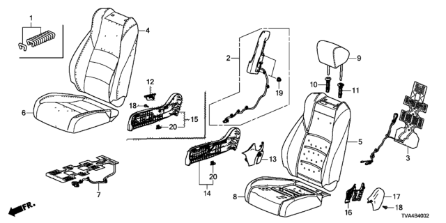 2021 Honda Accord Heater, Right Front Seat Cushion Diagram for 81134TVAA61