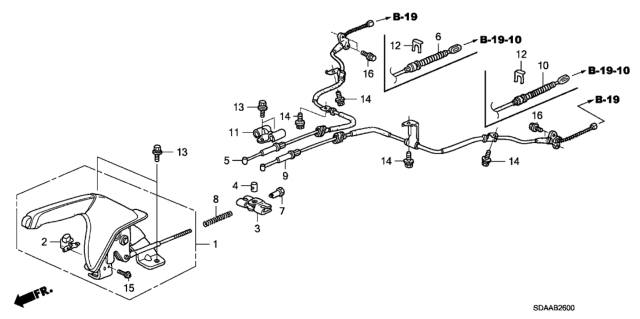 2007 Honda Accord Lever Assy., Parking Brake *NH167L* (GRAPHITE BLACK) Diagram for 47105SDAA04ZA