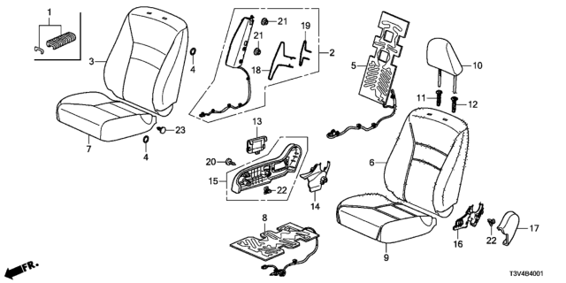2014 Honda Accord Pad, R. FR. Seat-Back Diagram for 81127T3VA01