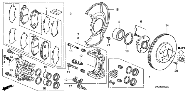 2009 Honda CR-V  HUB ASSY., FR. Diagram for 44600STKA10