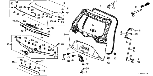 2019 Honda CR-V  Bracket, R. Tailgate Opener Stay (Lower) Diagram for 74823TLAA00