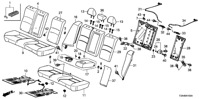 2016 Honda Accord  Bracket Assy., R. RR. Seat Pivot Diagram for 82290T2FL21