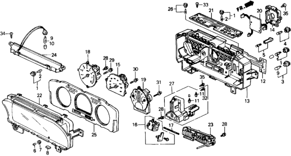 1988 Honda Prelude  Meter Assembly, Fuel & Temperature Diagram for 78130SF1A11