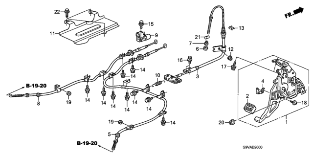2008 Honda Pilot  Wire B, Passenger Side Parking Brake Diagram for 47520S9VA02