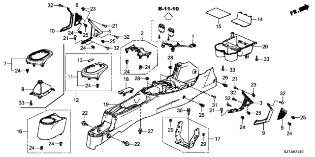 2014 Honda CR-Z Holder Assembly, Front Cup (Graphite Black) Diagram for 83455SZTG01ZA