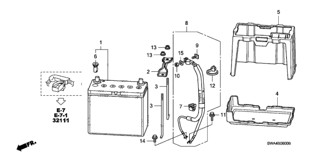 2007 Honda CR-V  Cable Assembly, Battery Ground Diagram for 32600SWAA00