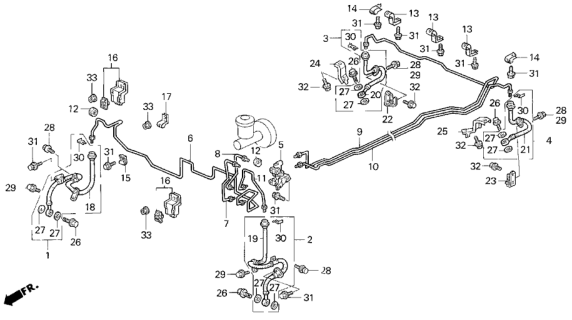 1996 Honda Prelude  Clip, Brake Pipe Diagram for 46392SM4961