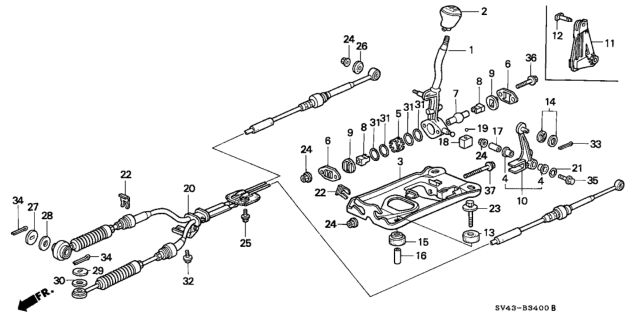 1994 Honda Accord Washer, Shift Wire Diagram for 90551SV4000