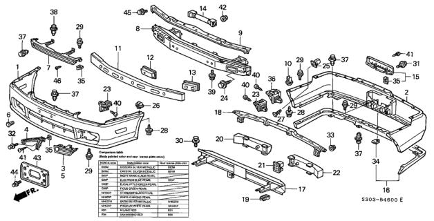2001 Honda Prelude Grommet, Bumper Side Diagram for 71144SR3A00