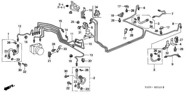 2001 Honda CR-V  Pipe E, L. Brake Diagram for 46361S10A00