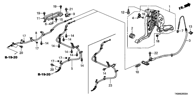 2012 Honda Odyssey Wire B, Passenger Side Parking Brake Diagram for 47510TK8A01