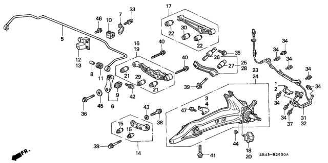 1993 Honda Civic  Holder, Rear Stabilizer Diagram for 52308SR3000