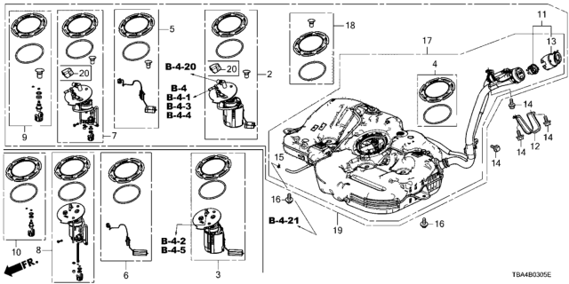2017 Honda Civic  Set, Packing Diagram for 17061TBAA00