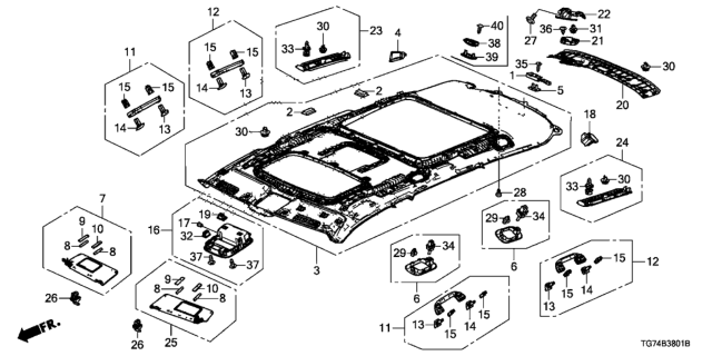 2020 Honda Pilot Clip, Pillar Garnish Diagram for 91561TV1E11