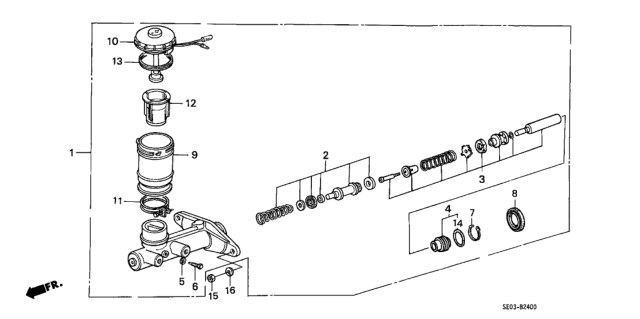 1989 Honda Accord Master Cylinder Assembly Diagram for 46100SD2003