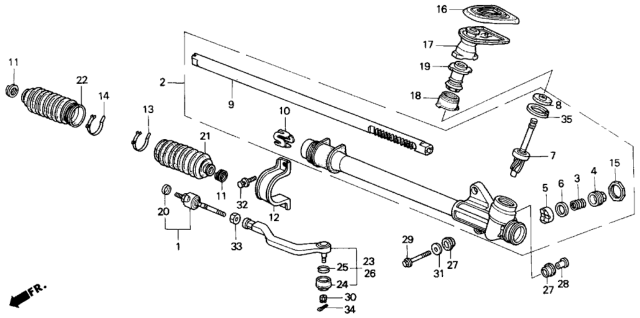 1993 Honda Del Sol Grommet A, Steering Diagram for 53501SR3000