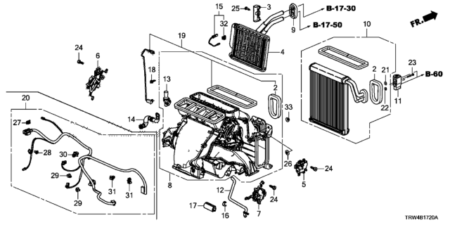 2018 Honda Clarity Plug-In Hybrid  Set, Evaporator Complete Diagram for 80211TRTA41