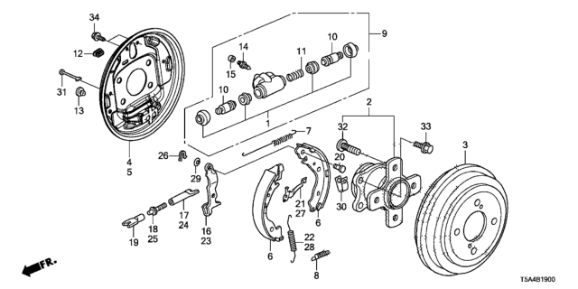 2015 Honda Fit  Shoe, Rear Brake Diagram for 43153SNAA02