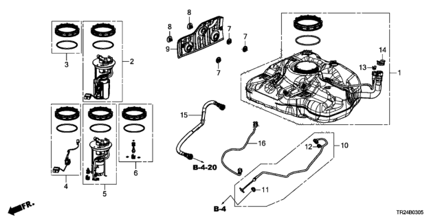 2013 Honda Civic  Protector, Fuel Tank Diagram for 17519TR0A00