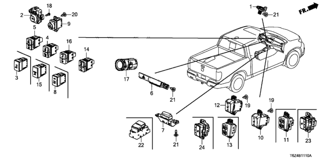 2019 Honda Ridgeline Switch Assembly, Engine Start & Stop Diagram for 35881TG7A02