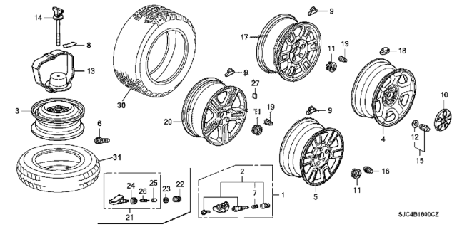 2006 Honda Ridgeline  Wheel, Disk 17X7 Diagram for 42700SJCA52