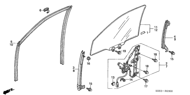 2002 Honda Civic  Channel, Left Front Door Run Diagram for 72275S5SE01