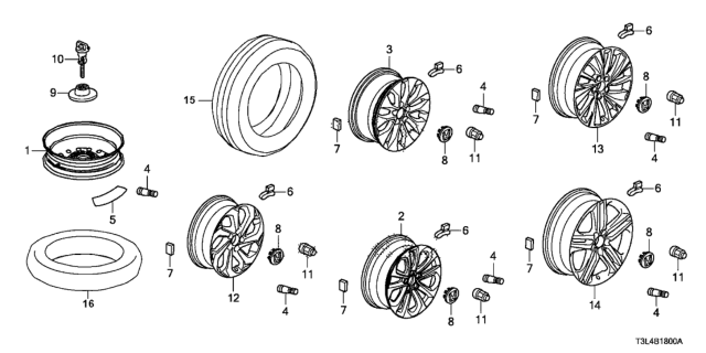 2013 Honda Accord  Tire, 235/45R18 94 Diagram for 42751GYR046